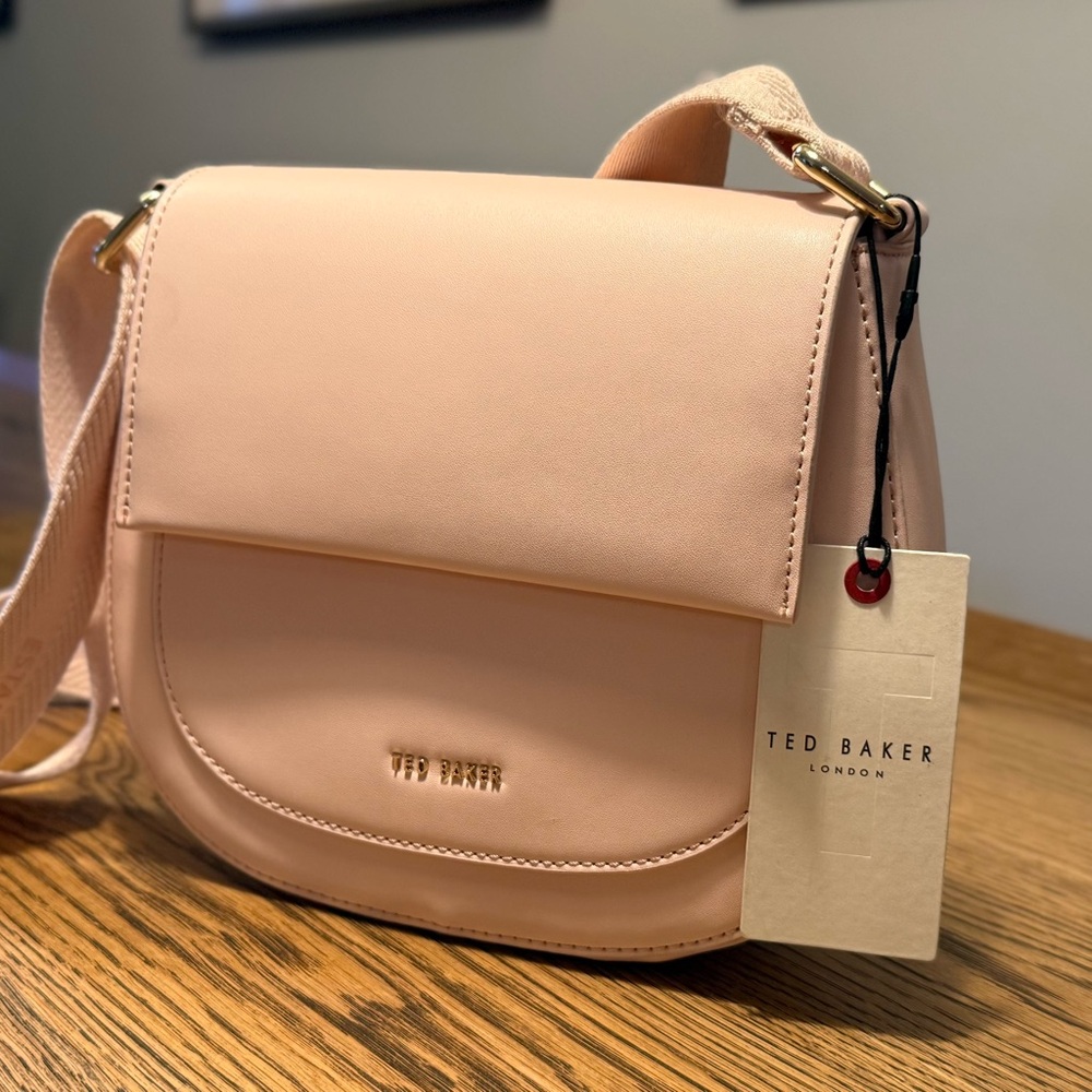 TED BAKER Branded Baby Pink Webbing Darcell Satchel CrossBody